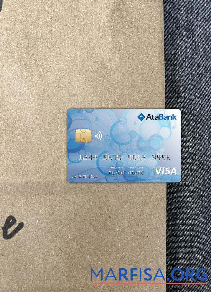 Realistic Bosnia and Herzegovina Ata bank visa card photolook front template